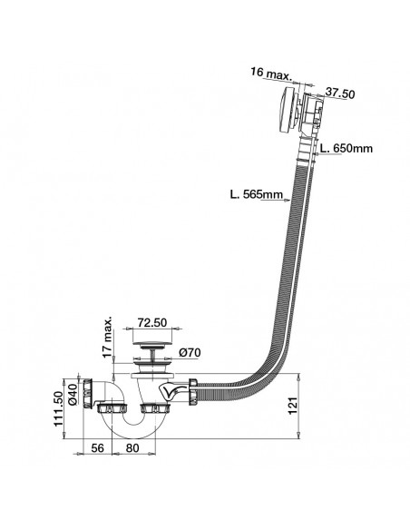 Plan 581800 vidage baignoire en plastique recyclé
