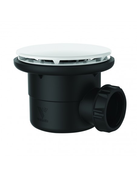 Shower waste for Ø90 mm tray made of recycled plastic with white cover