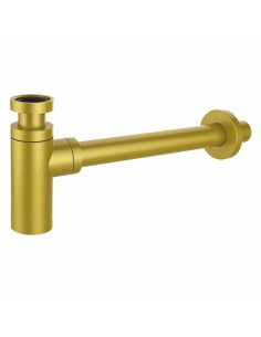 Siphon de lavabo or mat en laiton réglable avec une sortie murale de 300mm