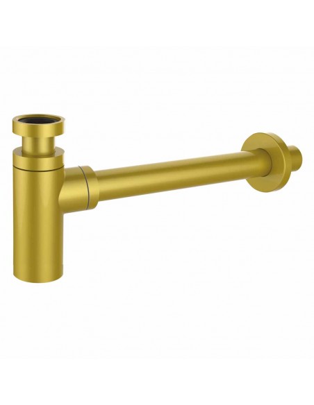 Design wash basin trap, wall outlet 300 mm, 32 mm dia., mat gold brass