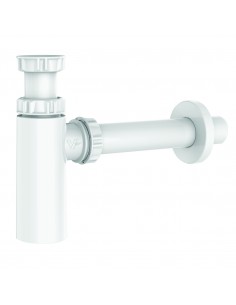 Siphon de lavabo design en plastique recyclé blanc réglable avec une entrée et sortie murale de Diam.32