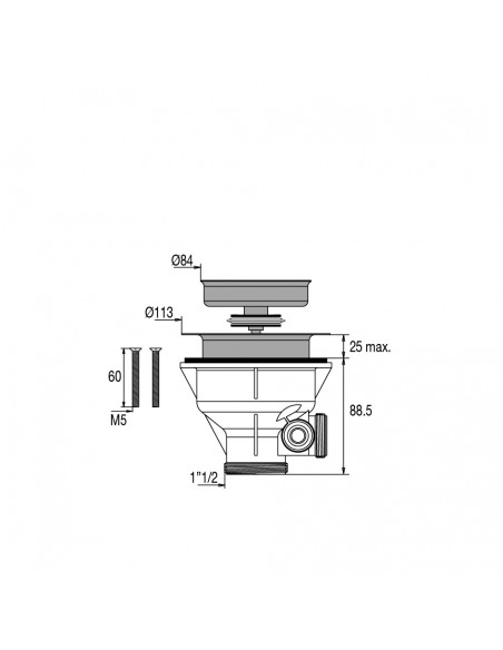 Drawing 408000 000 00 basket strainer waste for kitchen sink