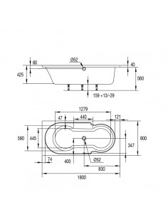 Baignoire extra large 180X80 cm
Crescendo avec tabliers en option 2