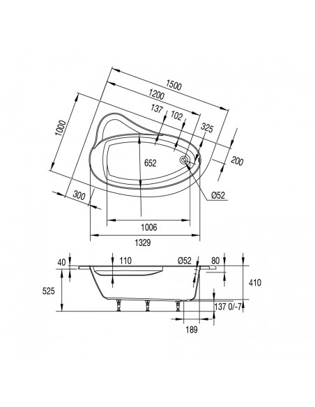 Plan 67490000187 baignoire Archipel 150x100