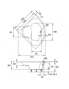 Baignoire Bossanova avec habillage à encastrer et une longueur et une largeur de 150 x 150 cm 2