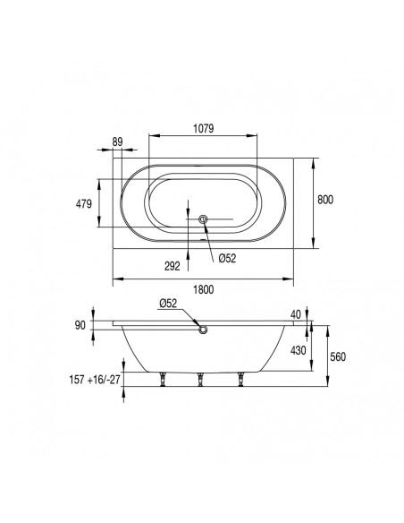 Drawing 67670000187 Esquisse bathtub 180x80