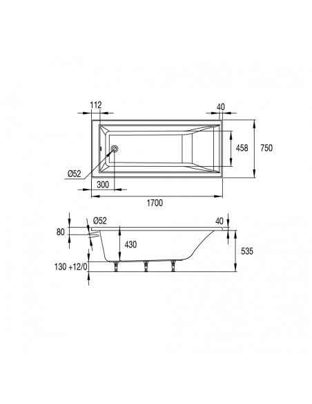 Drawing 67640000187 Kyo 170x75 bathtub