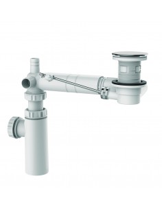 Bonde universelle à tirette horizontale avec siphon design epure
