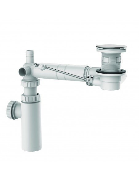 Bonde universelle à tirette horizontale avec siphon design epure