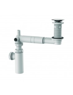 Ensemble universel NF, TBXP, bonde, tubulure extra-plat, siphon design Epure NF, plastique recyclé