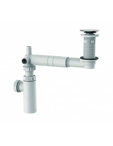 Ensemble universel NF, TBXP, bonde, tubulure extra-plat, siphon design Epure NF, plastique recyclé