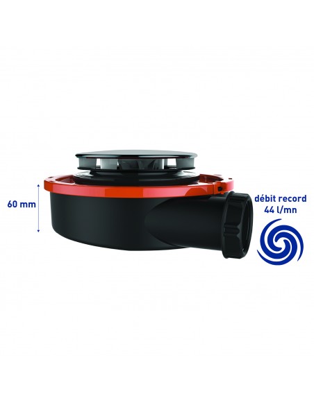Flush 44 bonde extra-plate NF en plastique recyclé, débit record 44 l/mn