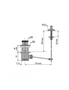 Bonde pour lavabo automatique en laiton chromé avec une tirette verticale 2