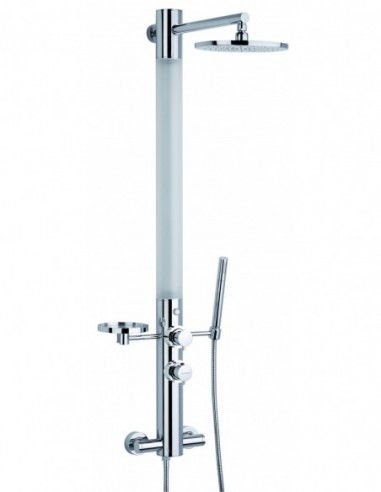 Colonne de douche de marque Ozone équipé de robinetterie thermostatique et chromothérapie