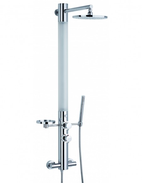 Colonne de douche de marque Ozone équipé de robinetterie thermostatique et chromothérapie