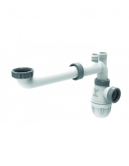 Tubulure de raccordement gain d'espace en plastique couleur blanche avec joint intégré pour lavabo