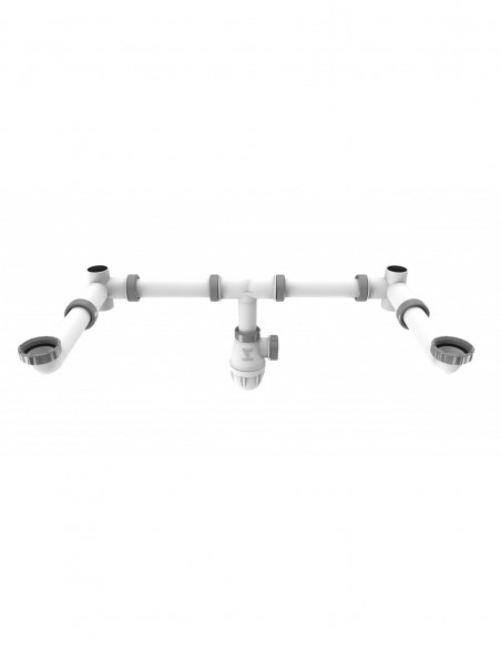 Connectic space-saving piping for 2 bowls