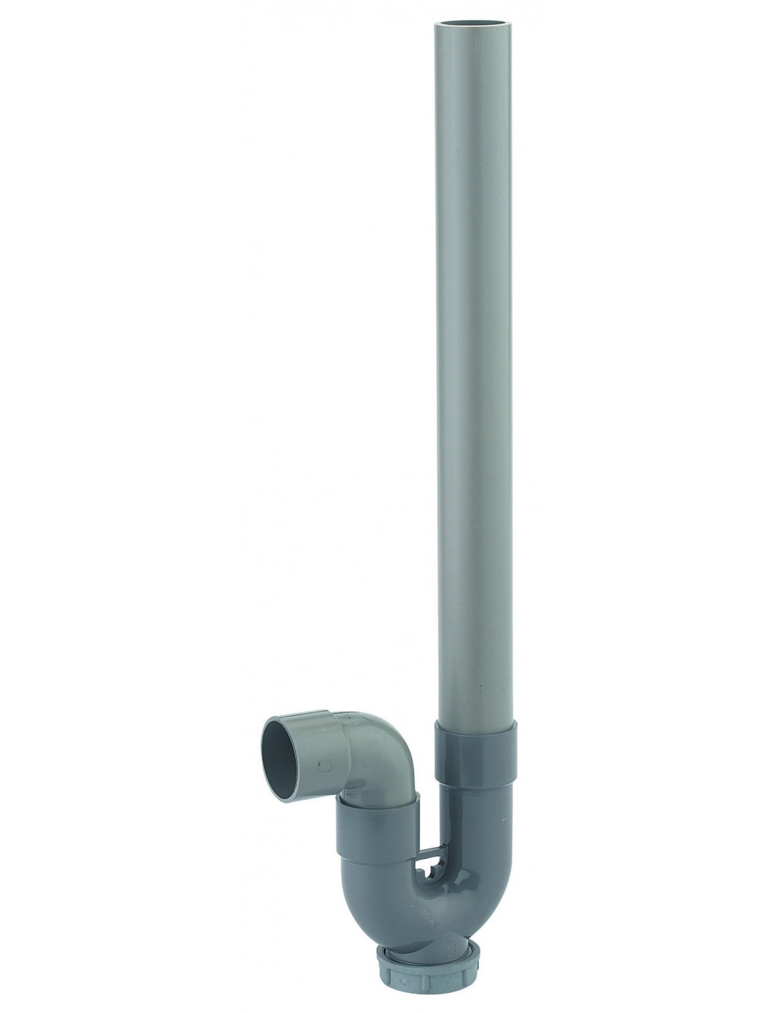 Siphon D'Évacuation PVC Gris - Diamètre 40 Mm, Sortie Horizontale, Hauteur 280 Mm, Pour Évier Ou Douche