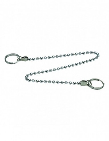 Stainless steel ball chain with split rings, D. 3.2 mm, L. 250 mm, stainless steel, set of 10
