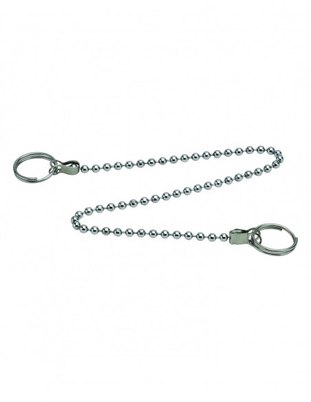 Stainless steel ball chain with split rings, D. 3.2 mm, L. 250 mm, stainless steel, set of 10