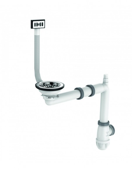 Vidage complet pour évier D 90 mm avec bonde à panier et siphon