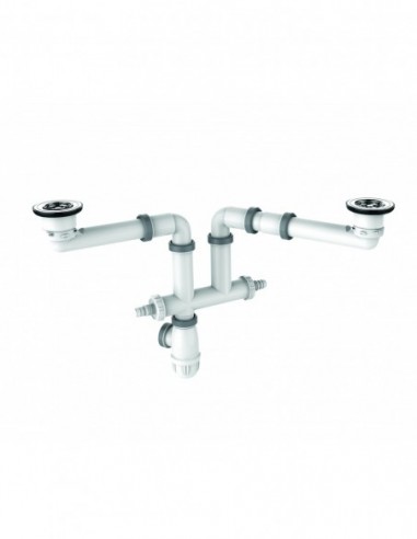 Kit complet pour évier 2 cuves diamètre 60 mm avec panier authentique inox