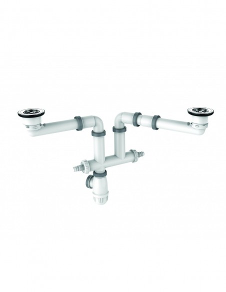 Kit complet pour évier 2 cuves diamètre 60 mm avec panier authentique inox