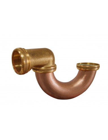Siphon tube en cuivre pour baignoire sortie horizontale D. 40 mm