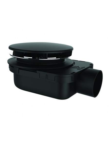 Bonde de douche extra-plate noire la plus plate Smart en plastique recyclé. Installation très rapide et nettoyage aisé