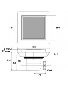 Bonde de sol réglable avec capot en métal et sortie horizontale de marque QUADRATTO 2