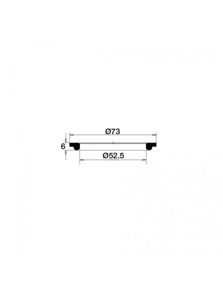 Drawing 030200 005 00 Black synthetic rubber washer D. 73 x 52.5 x 6 mm by 25 pieces