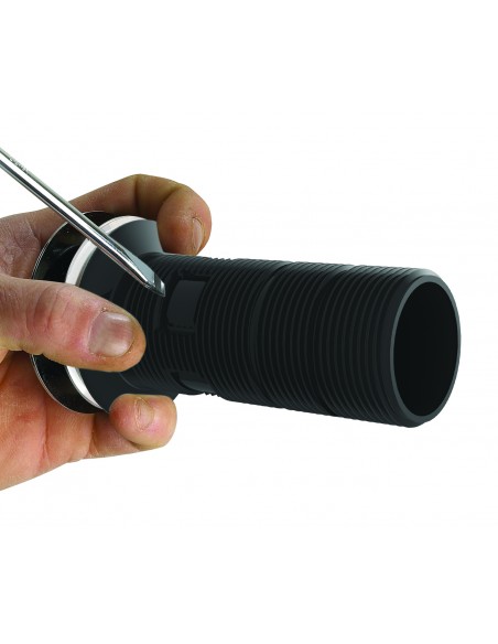 Kit complet pour lavabo avec bonde universelle désoperculable pour ajouter un trop plein, tubulure extra-plate gain d'espace