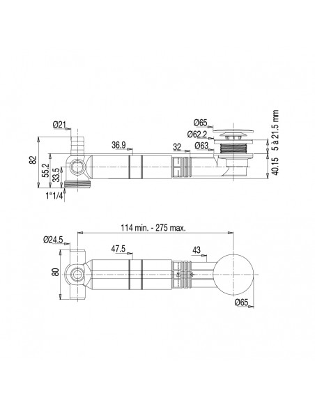 Plan 609400 045 00 Kit bonde universelle pour lavabo TBXP extra plat