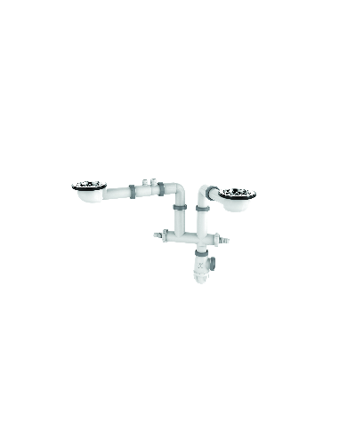 Complete set ultra-flat TBXP for 2 tanks kitchen sink