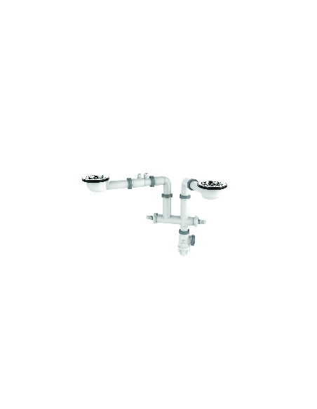 Complete set ultra-flat TBXP for 2 tanks kitchen sink