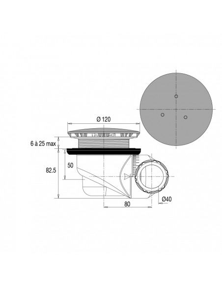 Drawing 577600 goulue waste for shower tray D. 90 mm