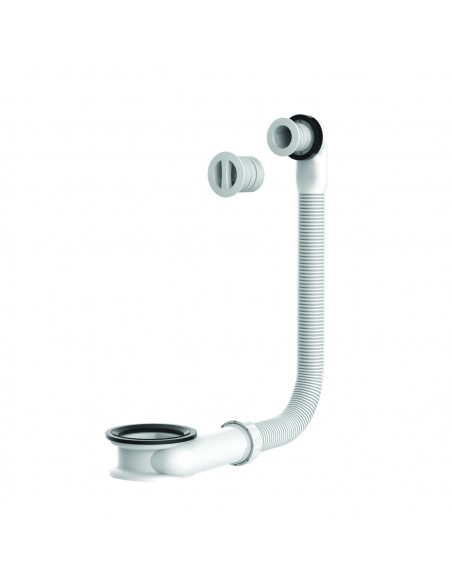 Trop plein pour lavabo universel avec enjoliveurs D24 et D30 mm et intercalaire blancs