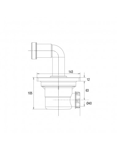Drawing 568300 000 00 evolutive floor gully for bathtub made of recycled plastic