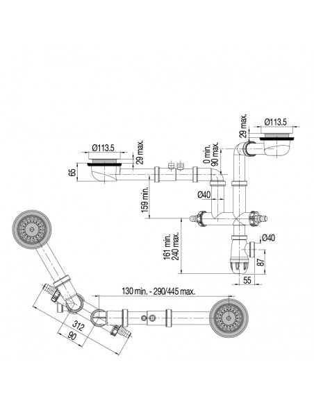 Drawing 397200 000 00 complete set ultra-flat drain for sink