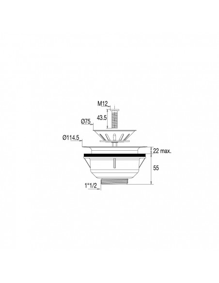 Drawing 390100 151 00 sink waste D. 90 mm with sliding Terre de France