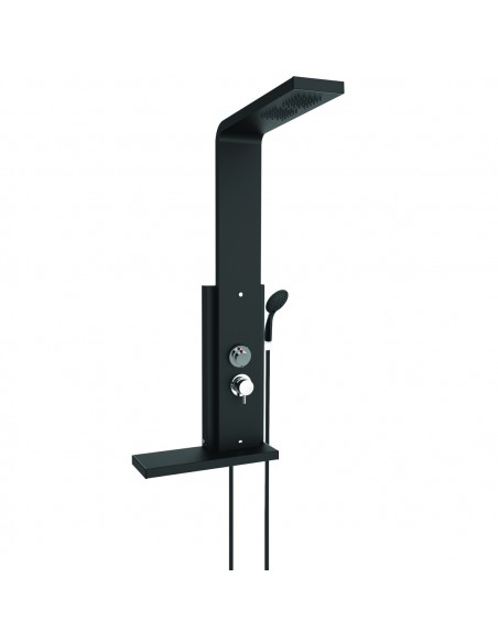 Colonne de douche Dune + , tablette de rangement, aluminium noir