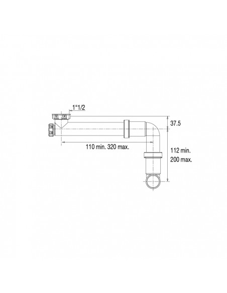 Drawing 780700 001 00 universal extension for Connectic sink pipe