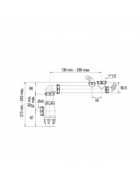 Drawing 751100 001 00 space saving pipe and trap for 1 bowl kitchen sink