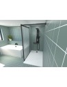 Dune + black shower panel with shelf