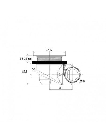 Drawing 577900 shower waste Goulue for tray D. 90 mm