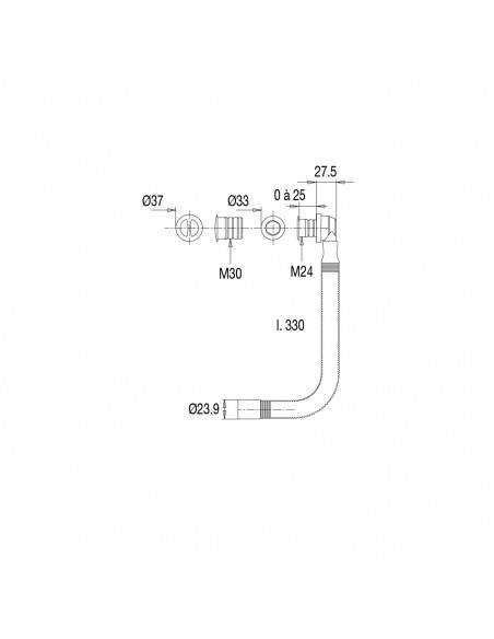 Plan 598600 001 00 Trop plein sans intercalaire D. 24 mm et D. 30 mm