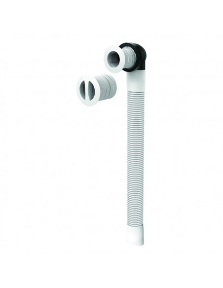 Universal overflow to be connected to space saving connecting pipe D. 24 mm and D. 30 mm, white ABS