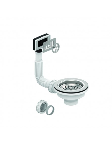 Bonde d'évier avec trop-plein extensible de 155 à 300 mm