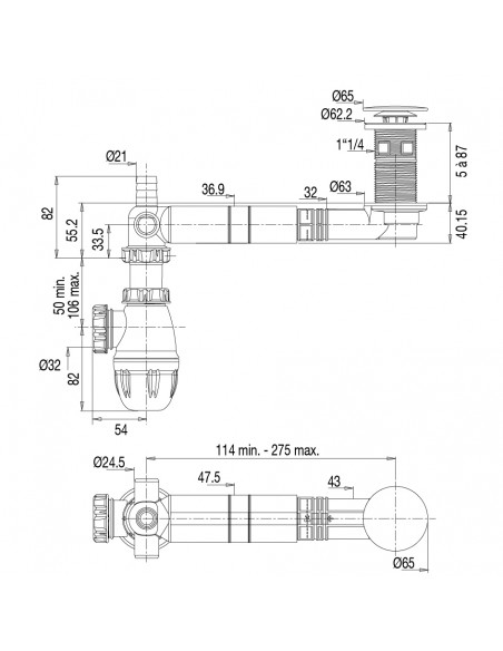 Drawing 625000 001 00 complete space saving kit TBXP for washbasin