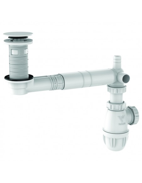 Universal waste with extra-flat adjustable pipe